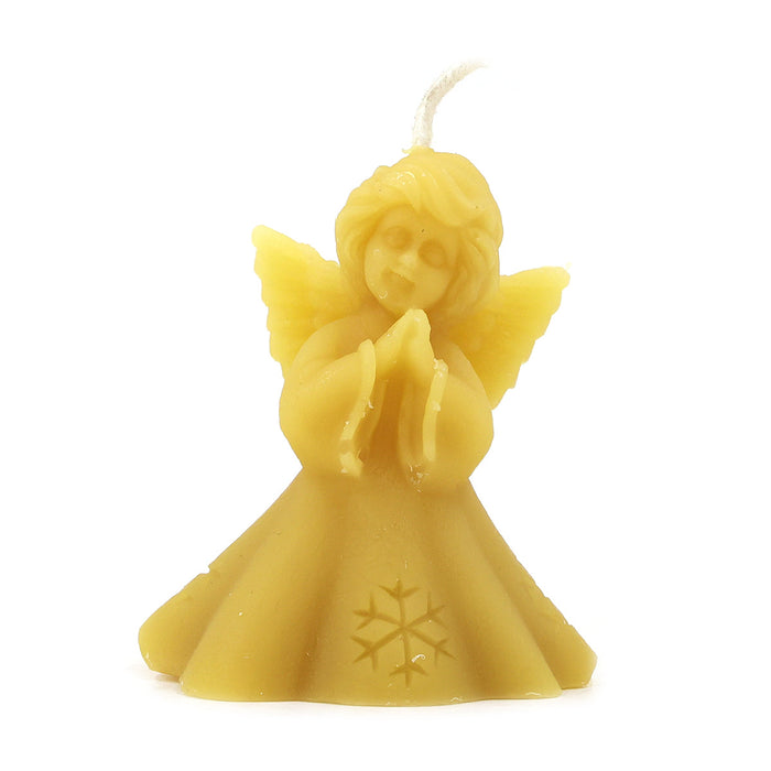 The Candle Works | Small Angel with Snowflake Beeswax Candle